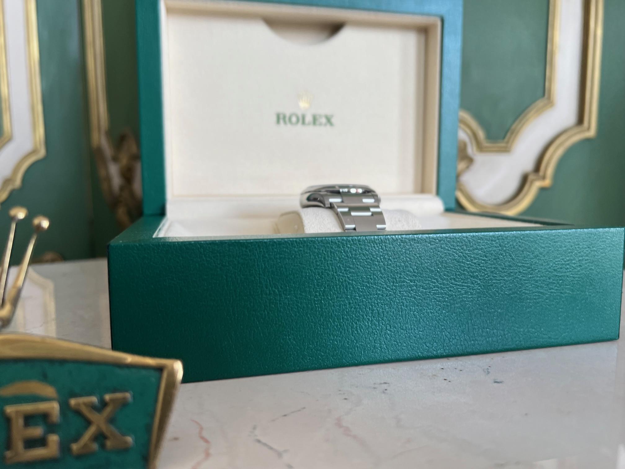 Rolex Oyster Perpetual Green Dial Steel 36mm Watch 126000 Full Set 2023 Unworn For Sale 9
