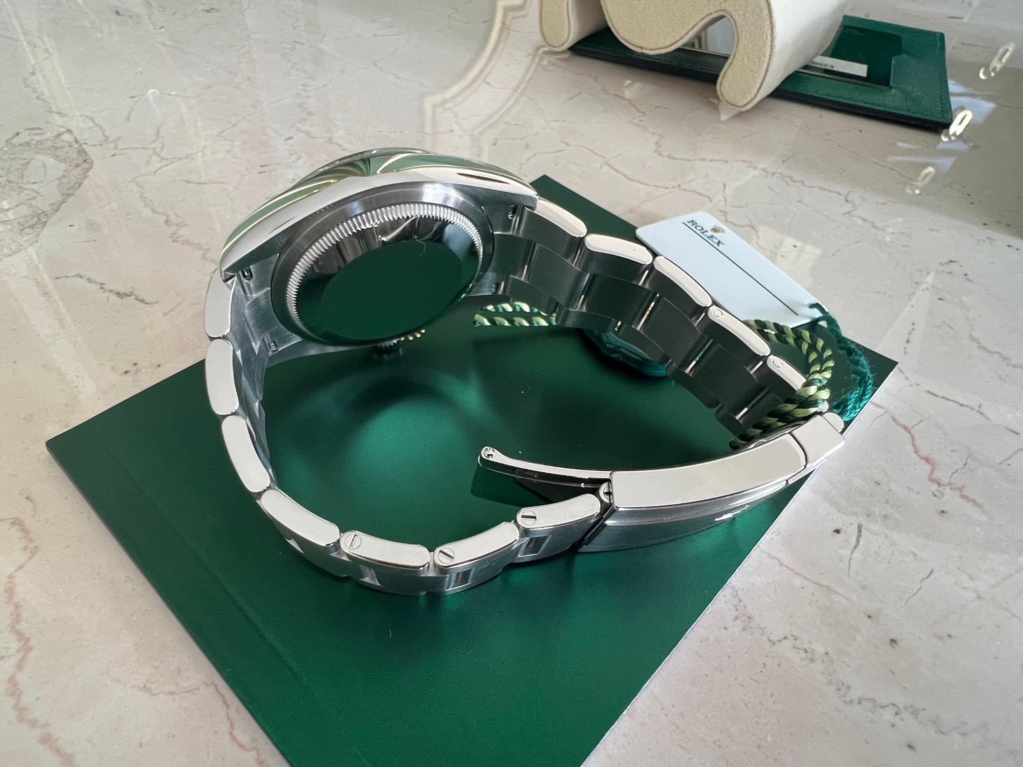Men's Rolex Oyster Perpetual Green Dial Steel 36mm Watch 126000 Full Set 2023 Unworn For Sale