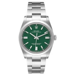 Rolex Oyster Perpetual Green Dial Steel Mens Watch 126000 Unworn