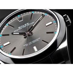 Rolex Oyster Perpetual Grey Dial Black PVD/DLC Coated Stainless Steel Watch