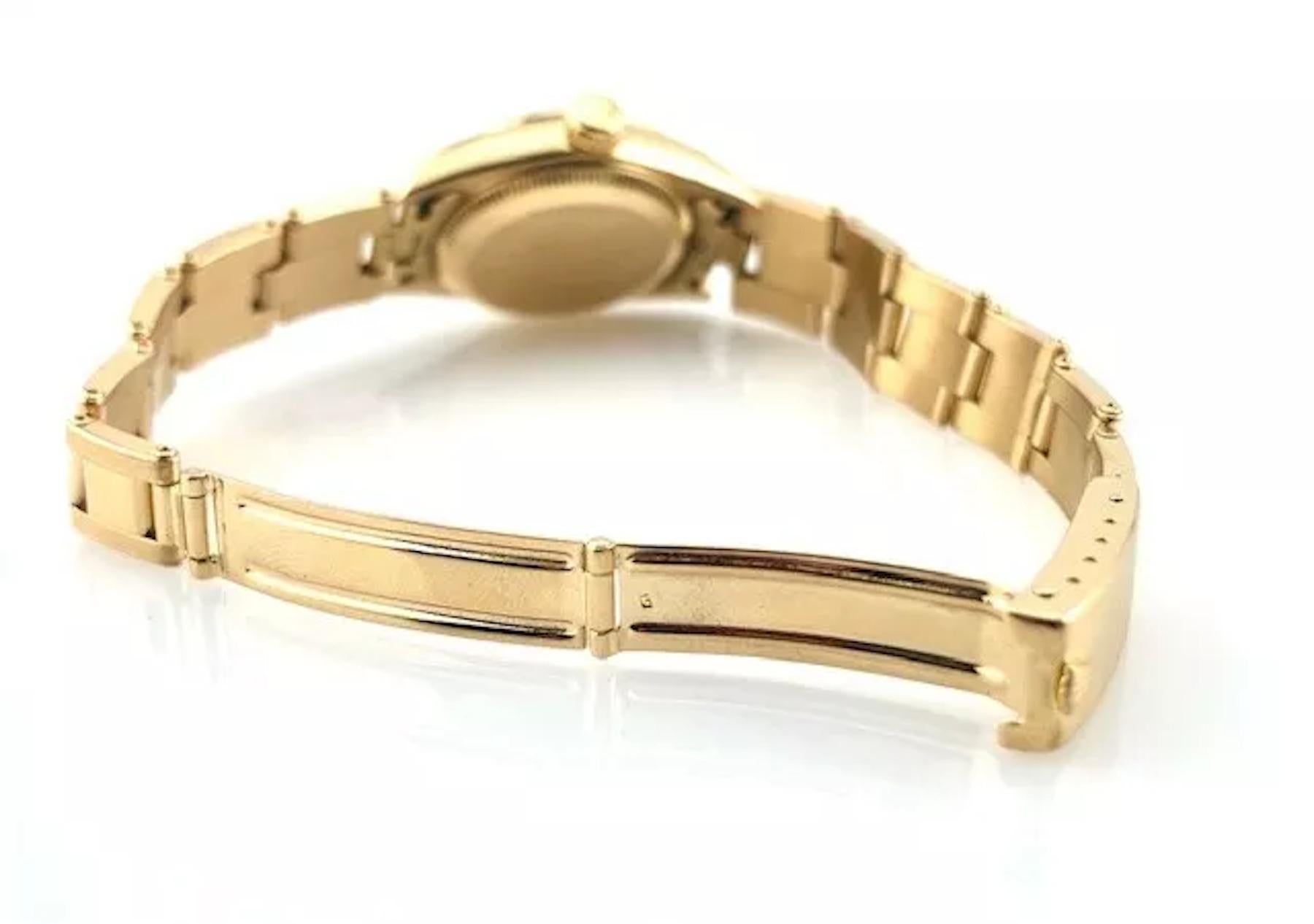 Rolex Oyster Perpetual Damen 18K Gelbgold 67198 Blaues Diamant-Zifferblatt 2