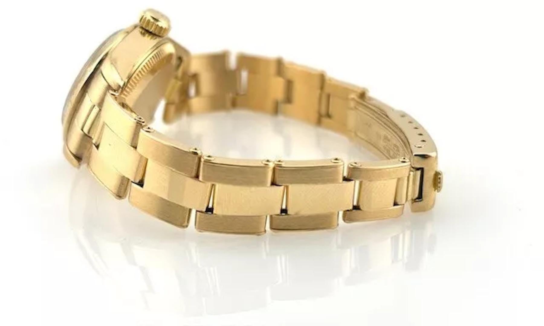 Rolex Oyster Perpetual Damen 18K Gelbgold 67198 Blaues Diamant-Zifferblatt 3