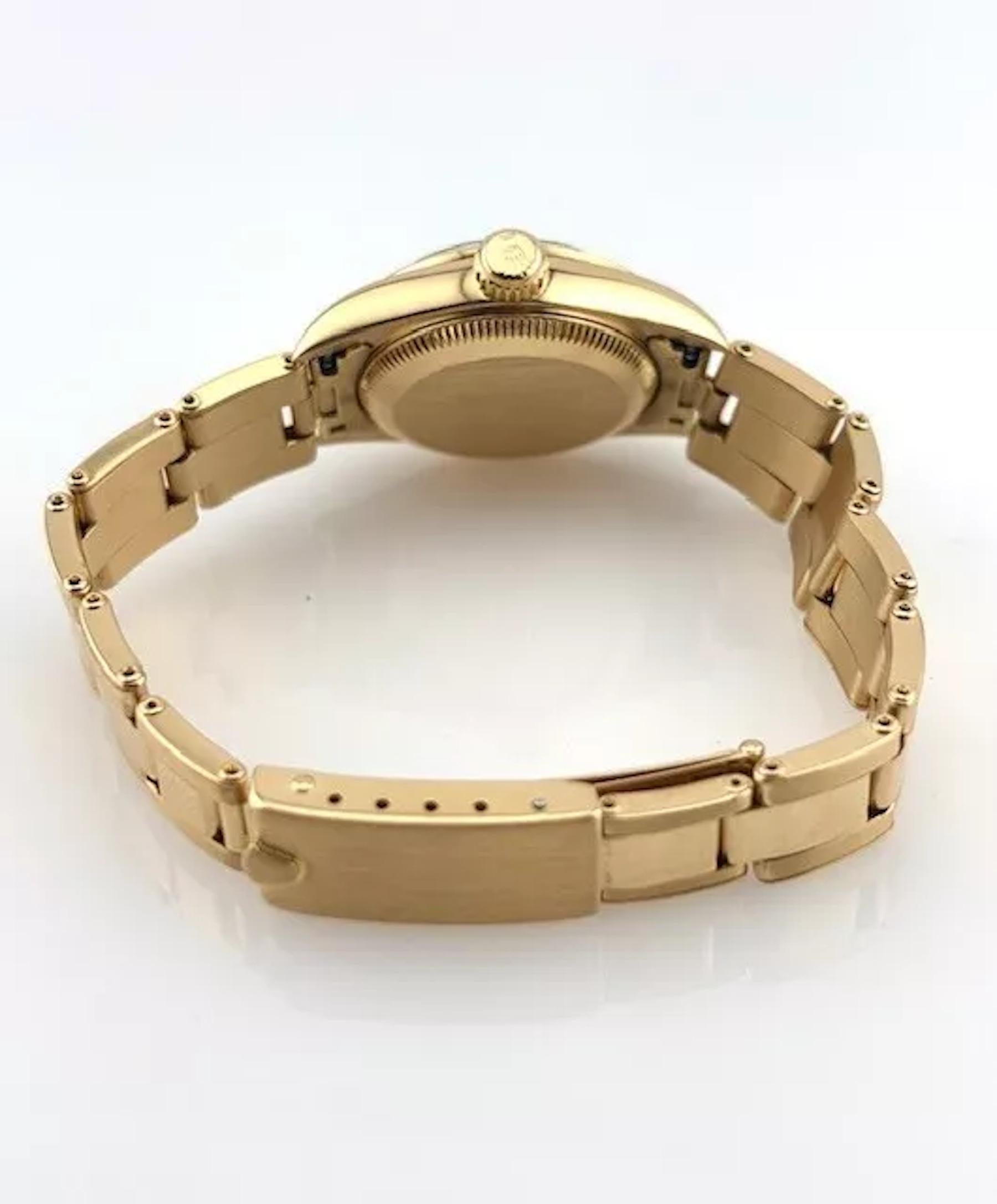 Rolex Oyster Perpetual Damen 18K Gelbgold 67198 Blaues Diamant-Zifferblatt 5