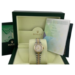 Rolex Oyster Perpetual Donna 67193 26mm Quadrante Argento 18k Oro Steele Scatola Documenti