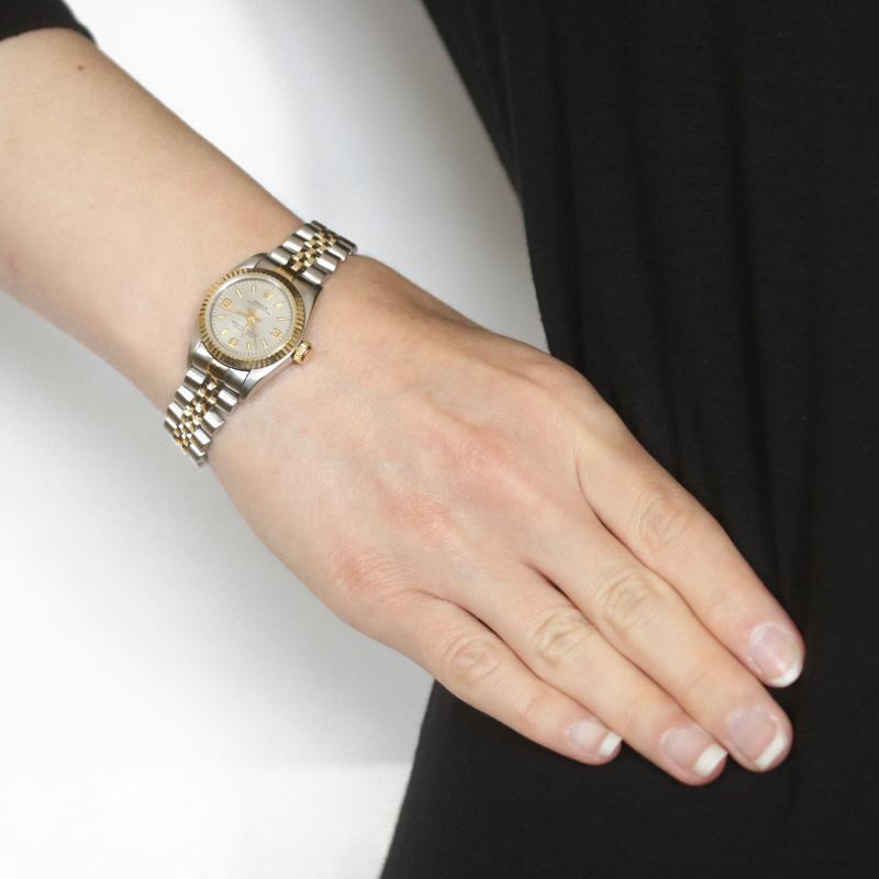 Rolex Oyster Perpetual Damenarmbanduhr 67193 Edelstahl & 18k Gold 1Yr Garantie im Zustand „Gut“ in Greensboro, NC