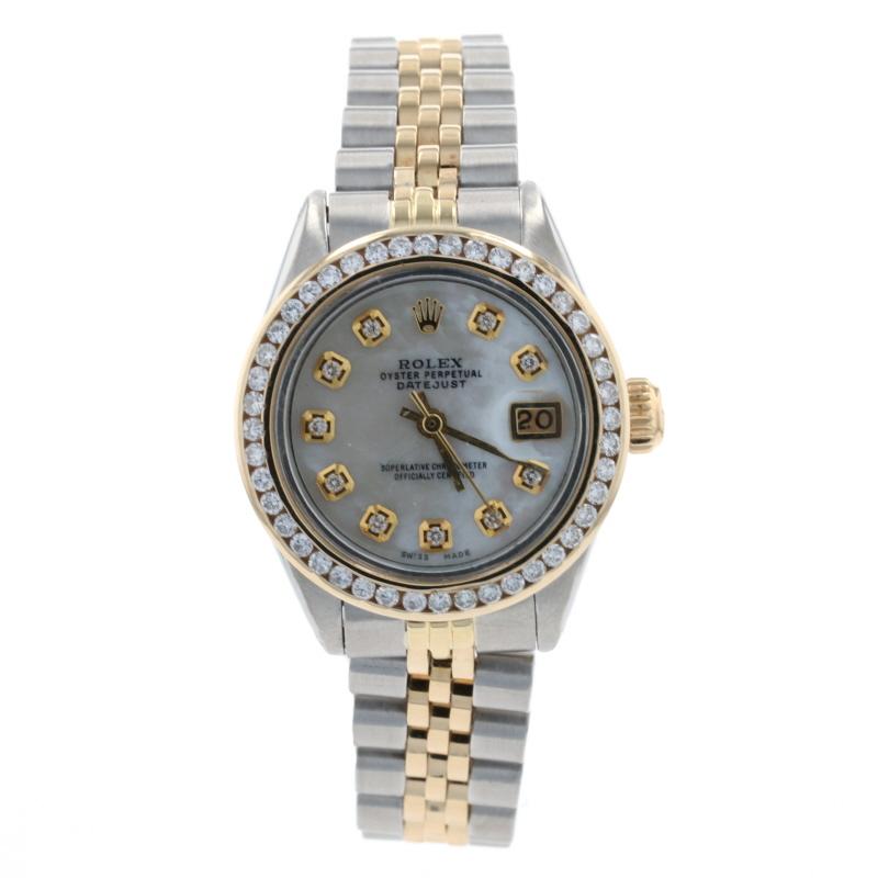 Rolex Oyster Perpetual Ladies Wristwatch 6917 Stainless & 18k Gold Dias 1Yr Wnty In Excellent Condition In Greensboro, NC