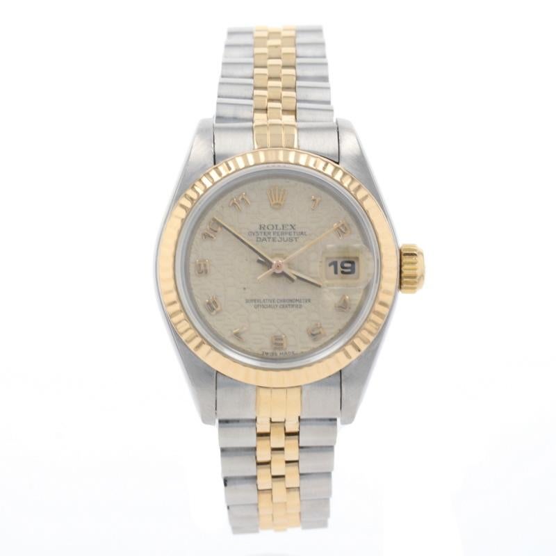 Rolex Oyster Perpetual Ladies Wristwatch 69173 Stainless & 18k Gold 1 Year Wnty In Excellent Condition In Greensboro, NC