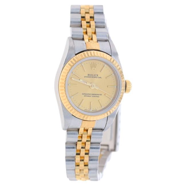 Rolex Oyster Perpetual Ladies Wristwatch 76193 Stainless Gold 18k Auto 1Yr Wnty