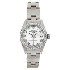 Rolex Oyster Perpetual Lady Date Steel Diamond Bezel White Dial Watch 79160