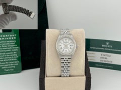 Rolex Oyster Perpetual Lady Date 69240 26mm White Roman Dial Steel Service Paper