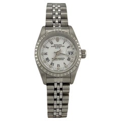 Rolex Oyster Perpetual Lady Date 69240 26mm Blanco Esfera Romana Acero Papel de Servicio