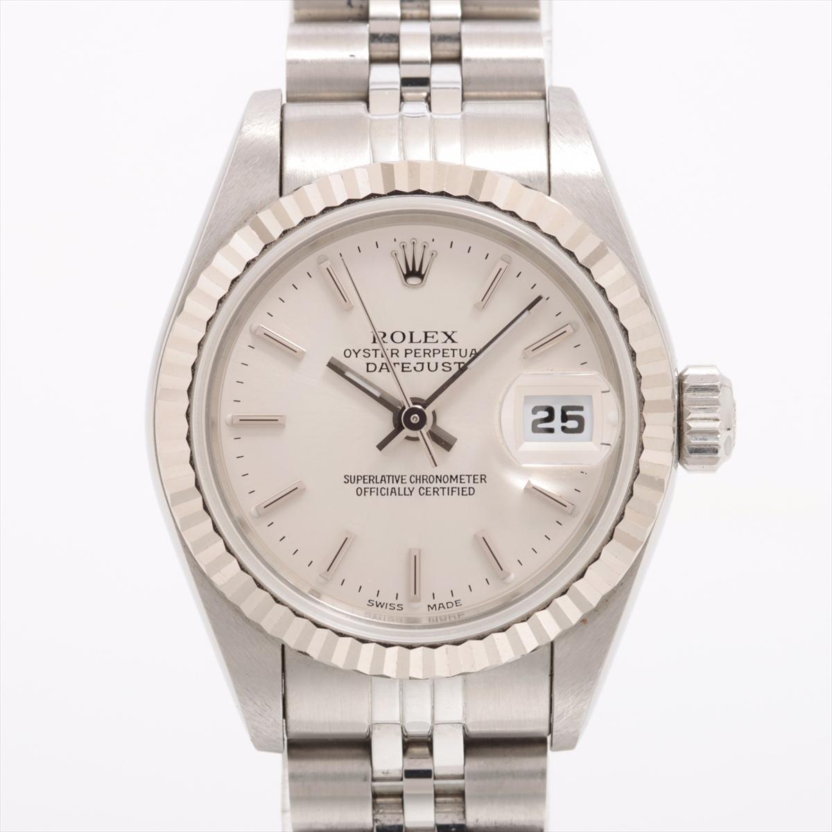 The Rolex Oyster Perpetual Lady Datejust Silver Dial Jubilee Bracelet Watch 79174 a classic and sophisticated timepiece that exemplifies Rolex's iconic design and precision engineering. Meticulously crafted in stainless steel, the Datejust model