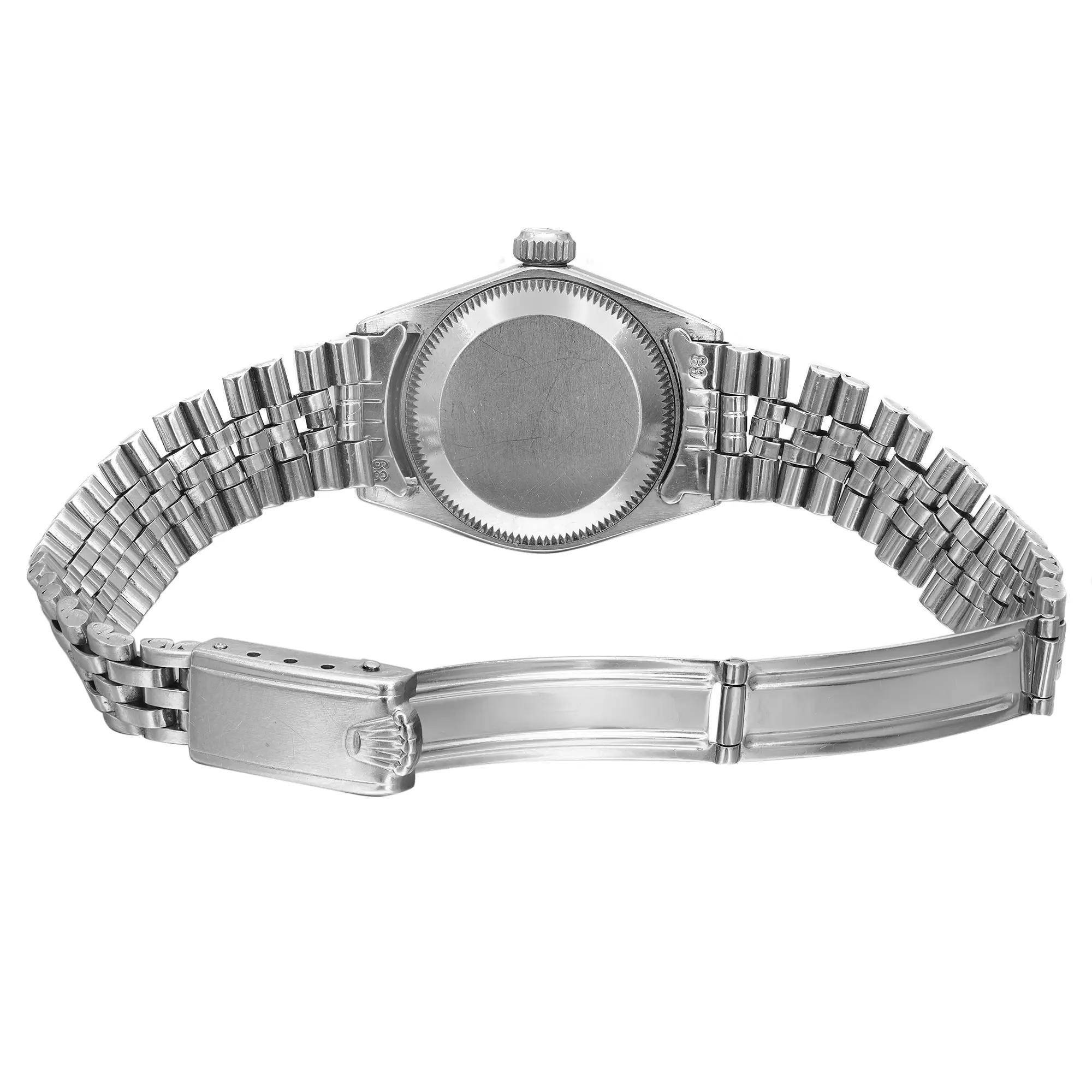 Rolex Oyster Perpetual LadyDate Montre vintage automatique avec cadran en acier et argent, 6517 en vente 1