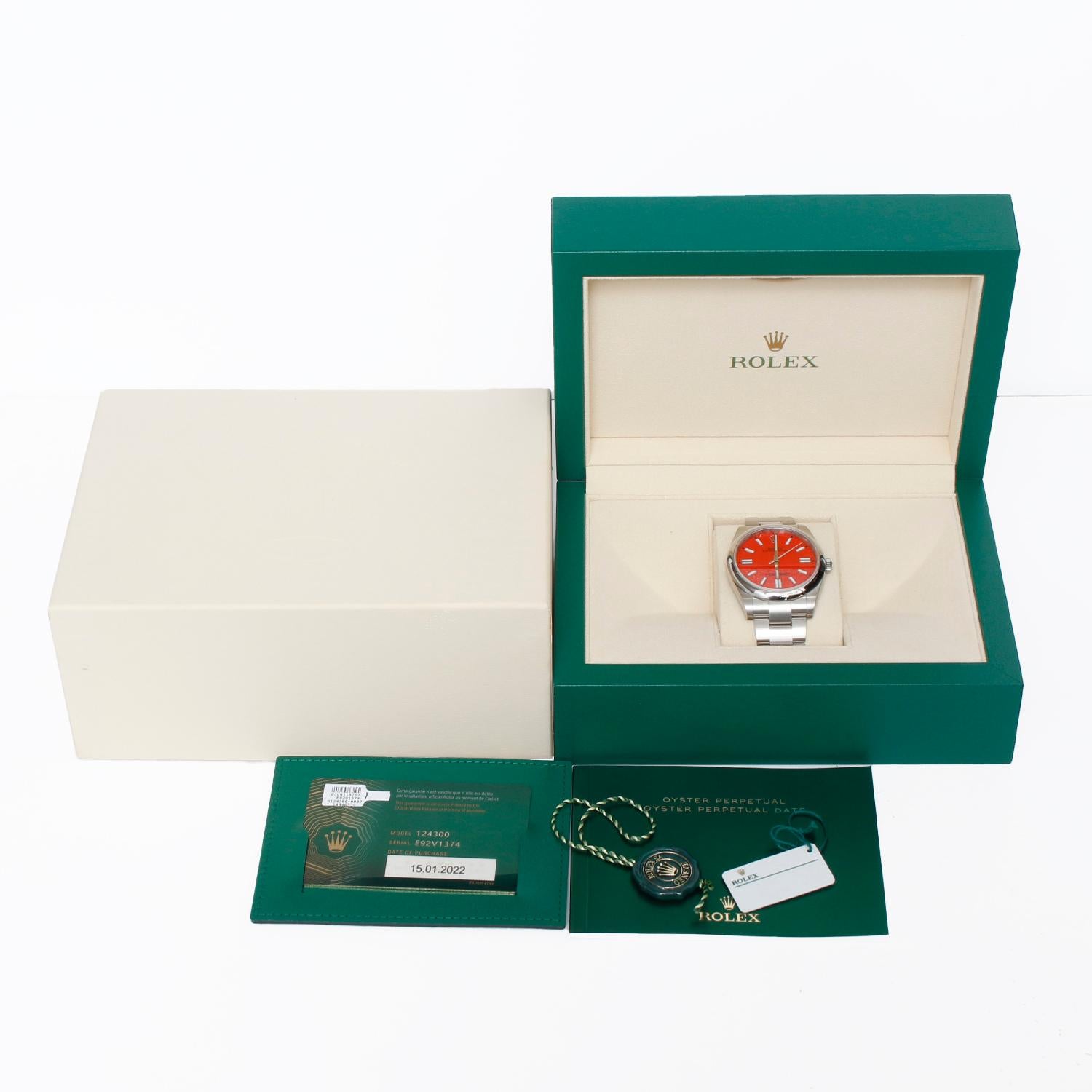 Rolex Oyster Perpetual Men's 41mm Coral Red Stainless Steel 124300 3