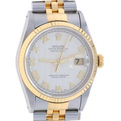 Rolex Oyster Perpetual Men's Wristwatch 16233 Stainless Yellow Gold 18k 1Yr Wnty