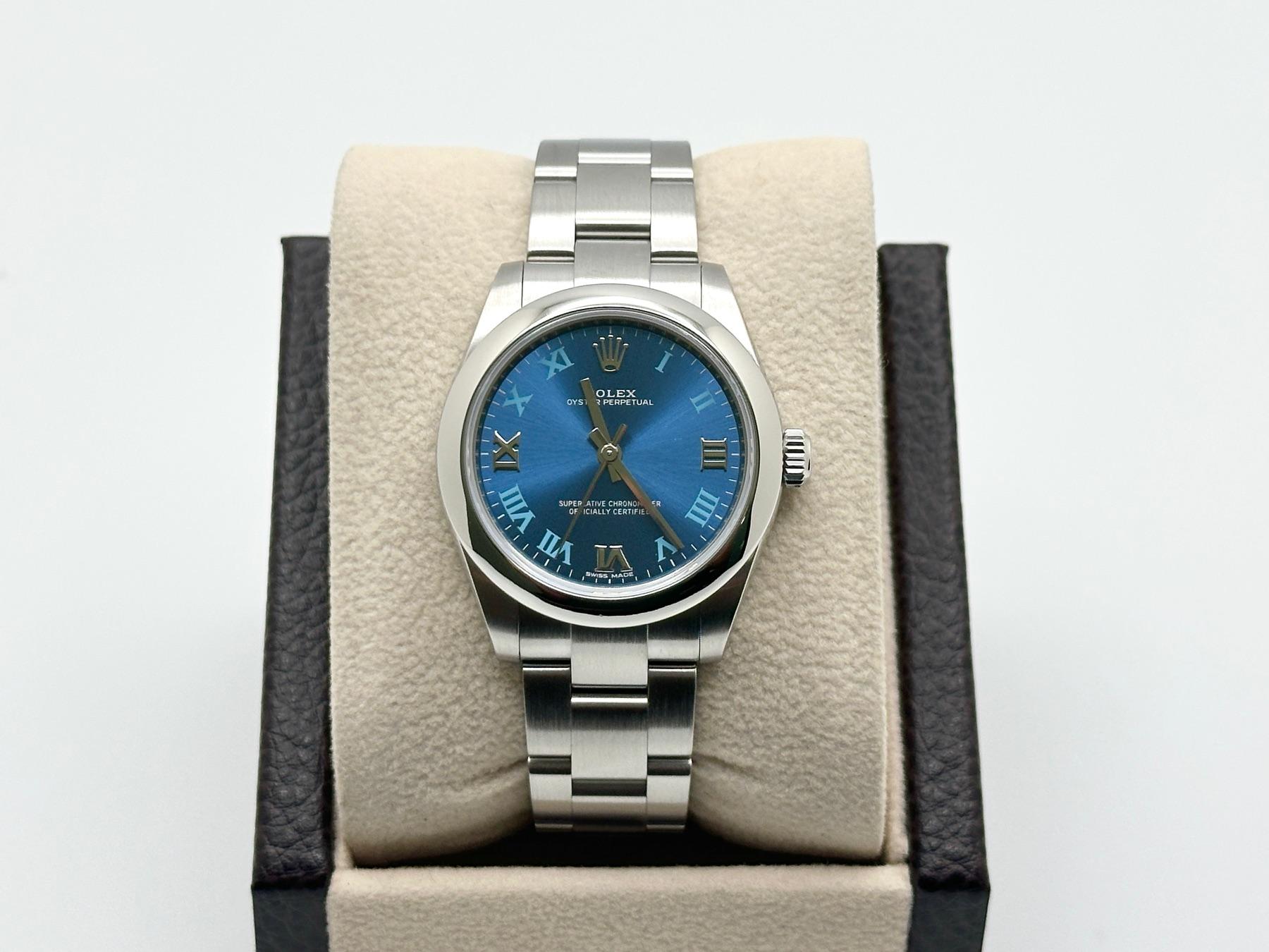 Style Number: 177200



Serial: 2QP96***



Year: 2010-2018

 

Model: Rolex Oyster Perpetual Midsize

 

Case Material: Stainless Steel

 

Band: Stainless Steel

   

Bezel: Stainless Steel

   

Dial: Blue Roman Dial

 

Crystal: Sapphire