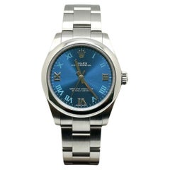 Rolex Oyster Perpetual Midsize 177200 31mm blau römisches Zifferblatt Edelstahl