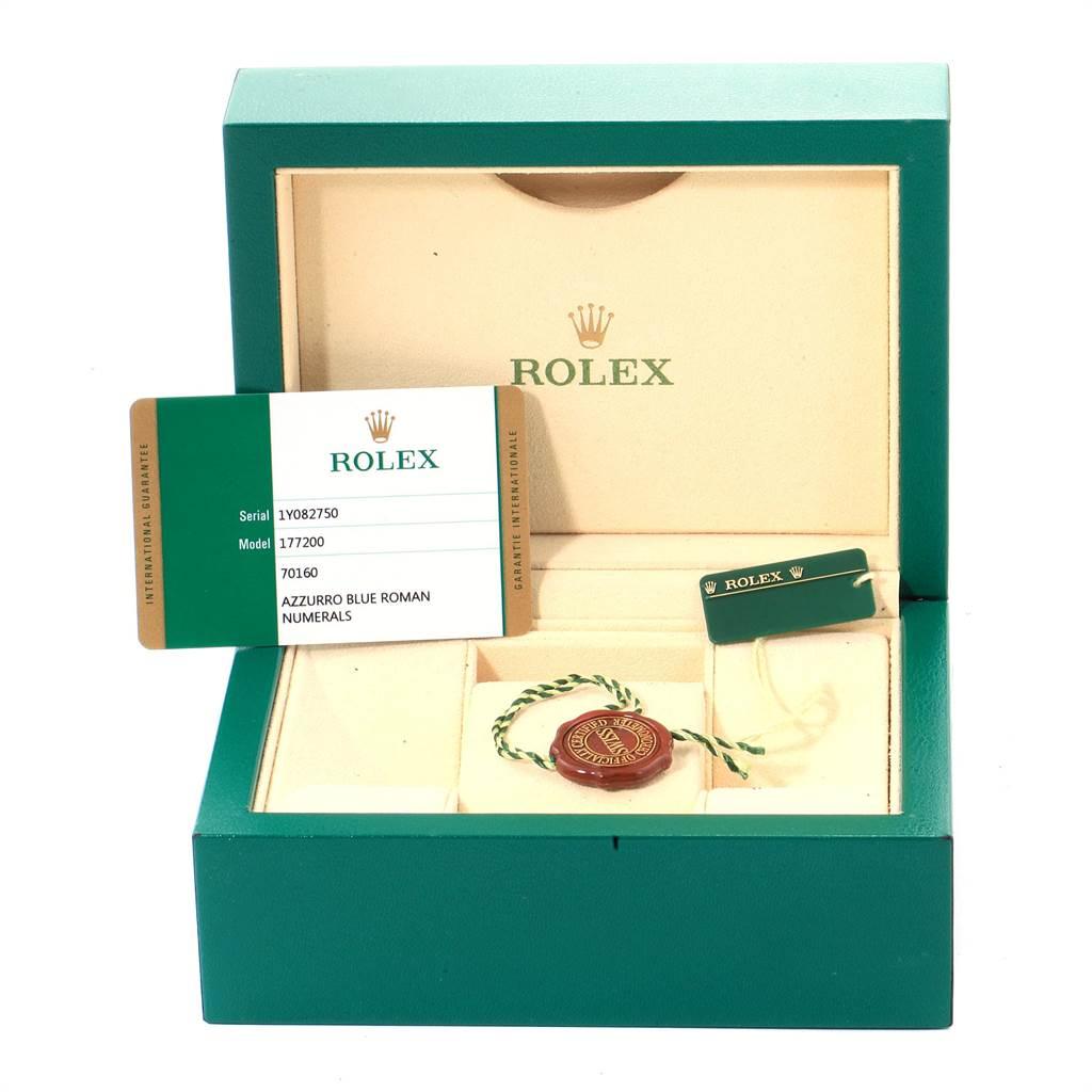 Rolex Oyster Perpetual Midsize 31 Blue Dial Ladies Watch 177200 Box Card 7