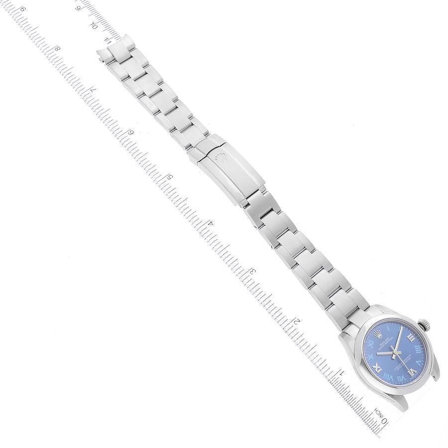 Rolex Oyster Perpetual Midsize 31 Blaues Zifferblatt Stahl Damenuhr 177200 Box Kartene 4
