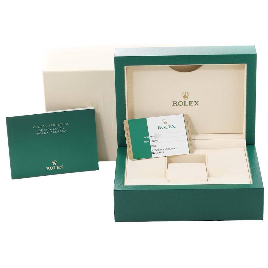 Rolex Oyster Perpetual Midsize 31 Blaues Zifferblatt Stahl Damenuhr 177200 Box Kartene 6