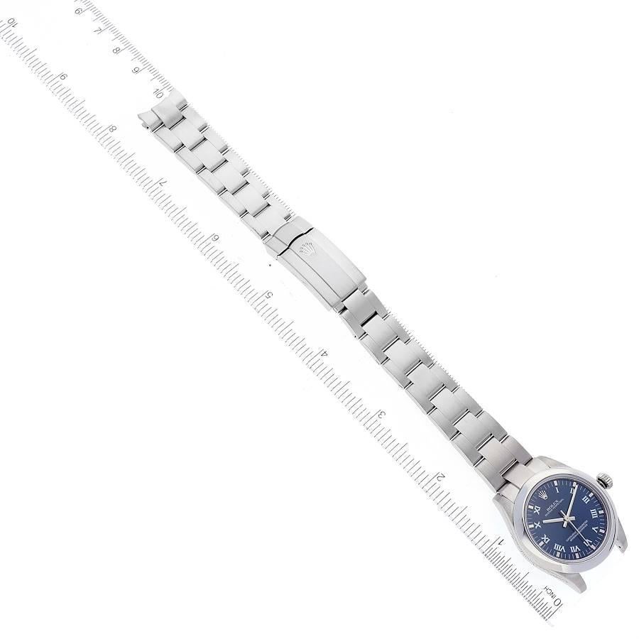 Rolex Oyster Perpetual Midsize 31 Blue Dial Steel Ladies Watch 177200 For Sale 3