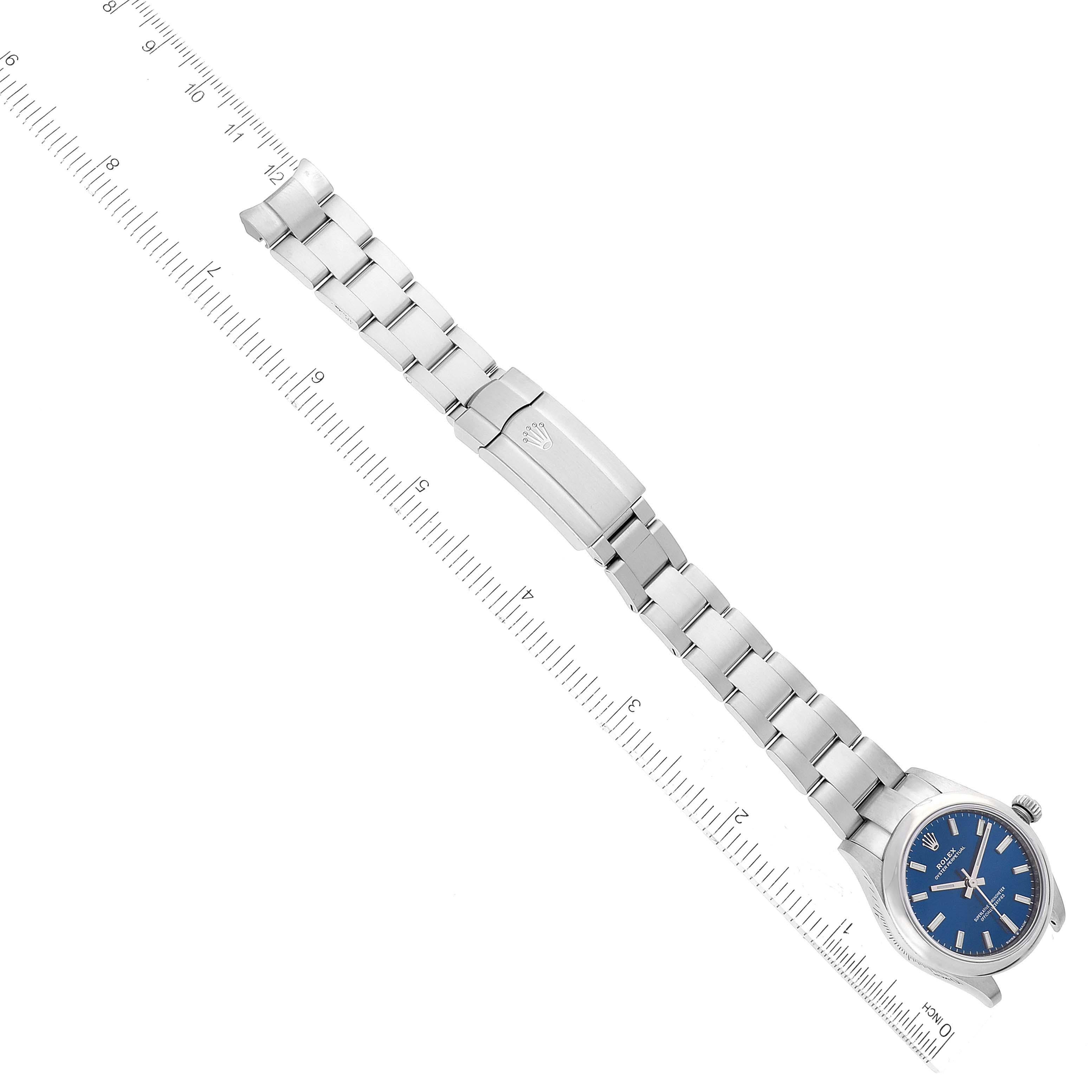 Rolex Oyster Perpetual Midsize 31mm Blaues Zifferblatt Stahl Damenuhr 277200 4