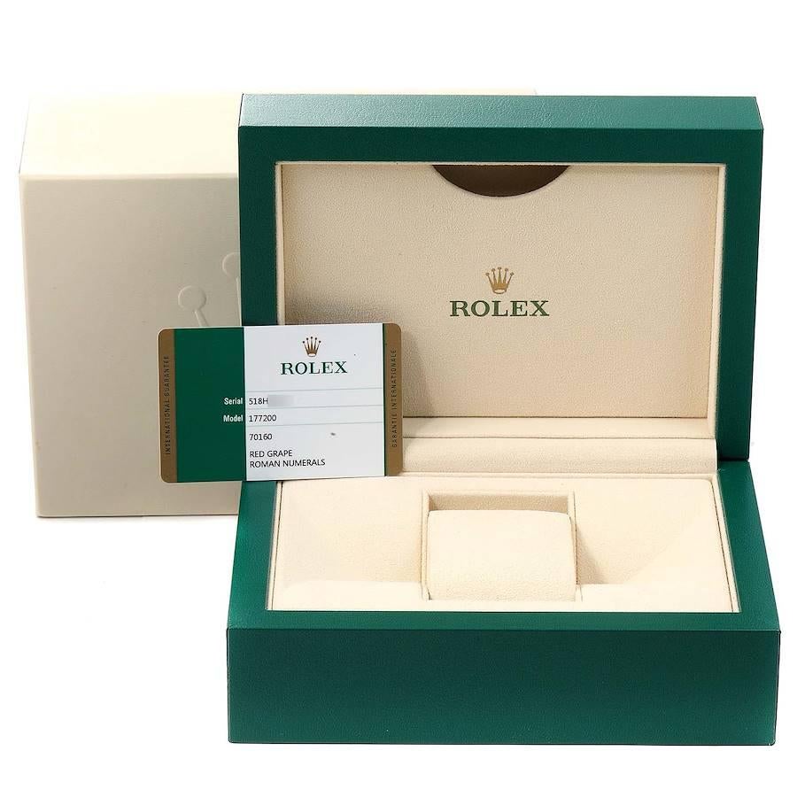 Rolex Oyster Perpetual Midsize Red Grape Dial Ladies Watch 177200 Box Card 7