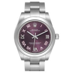 Rolex Oyster Perpetual Midsize Red Grape Dial Ladies Watch 177200 Box Card