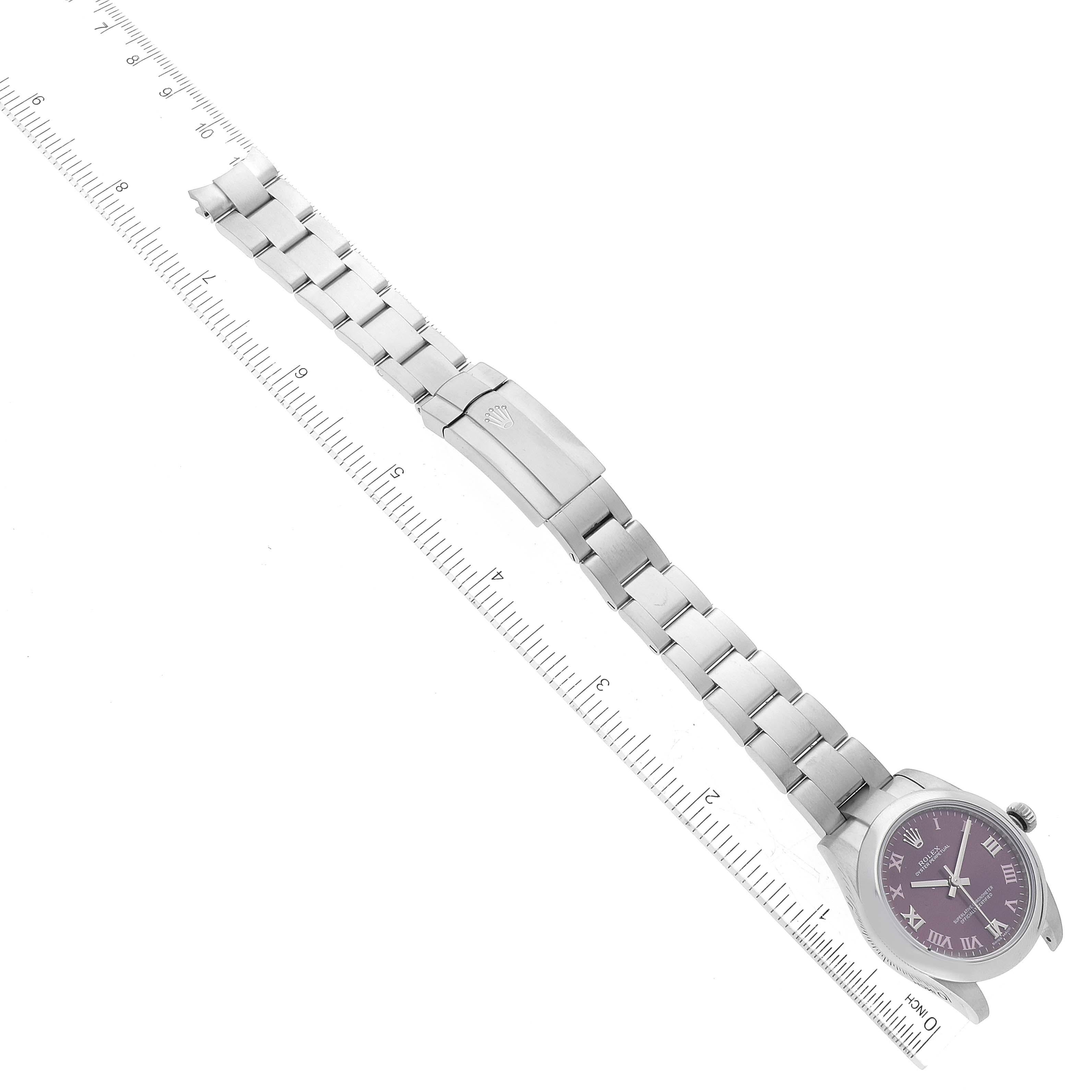 Rolex Oyster Perpetual Midsize Red Grape Silver Ladies Watch 177200 Box Card 3
