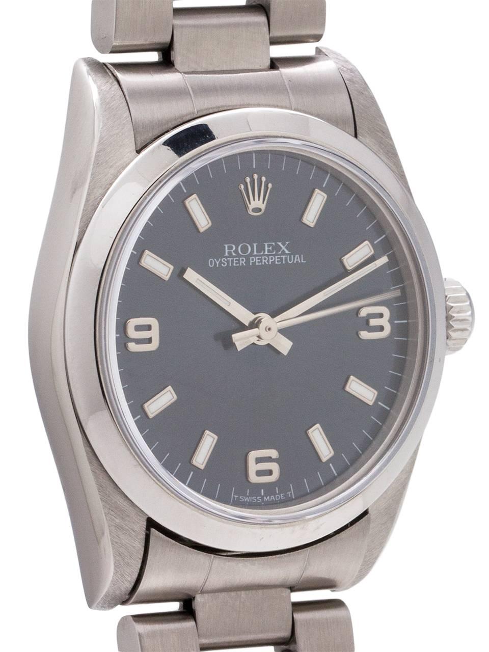 Rolex Stainless Steel Oyster Perpetual self winding wristwatch Ref 67480, c1996 In Excellent Condition In West Hollywood, CA