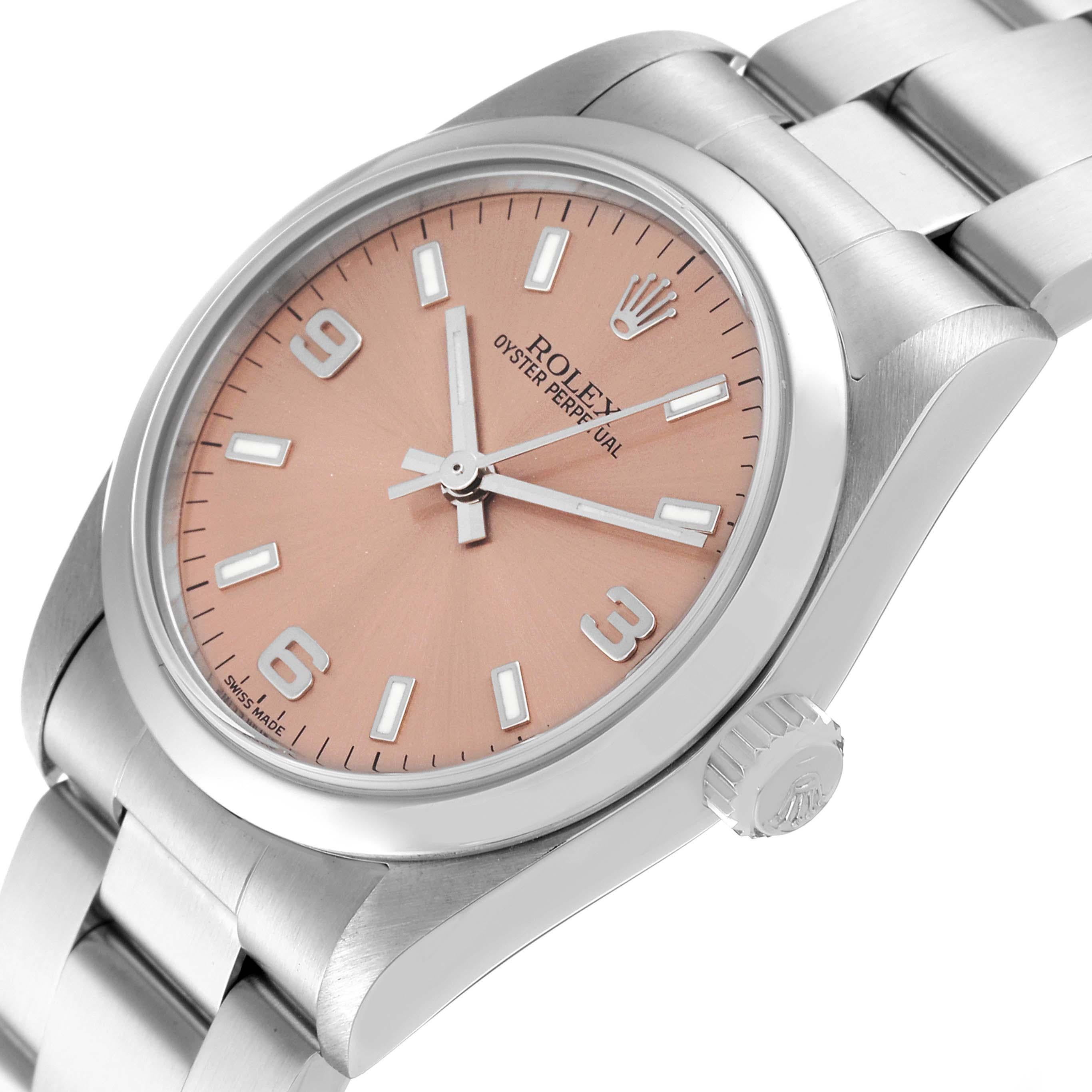Rolex Oyster Perpetual Midsize Salmon Dial Steel Ladies Watch 77080 1