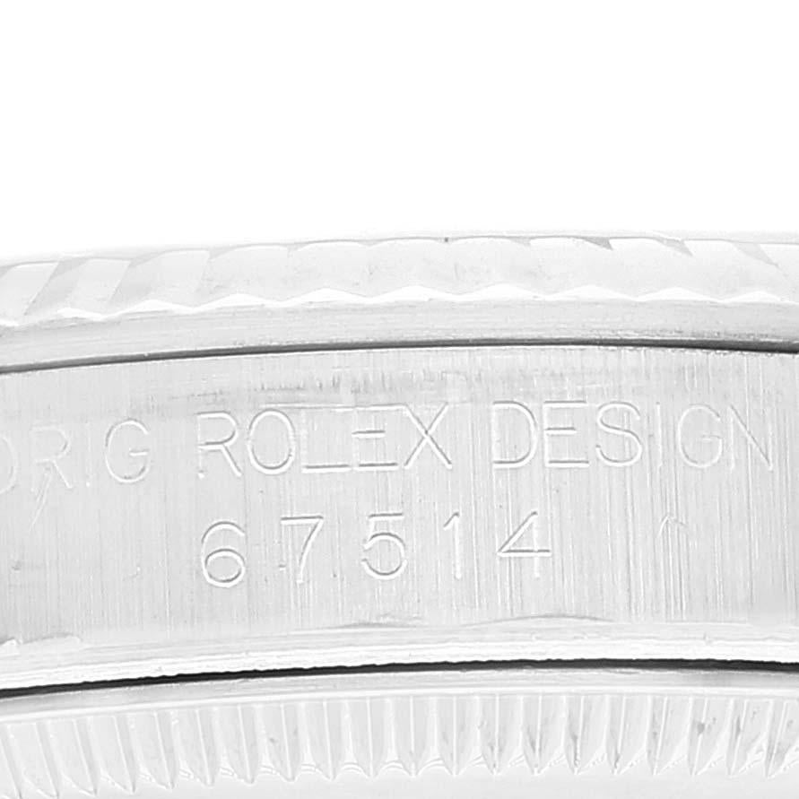 Rolex Oyster Perpetual Midsize Stahl Weißgold Blaues Zifferblatt Damenuhr 67514 im Angebot 3
