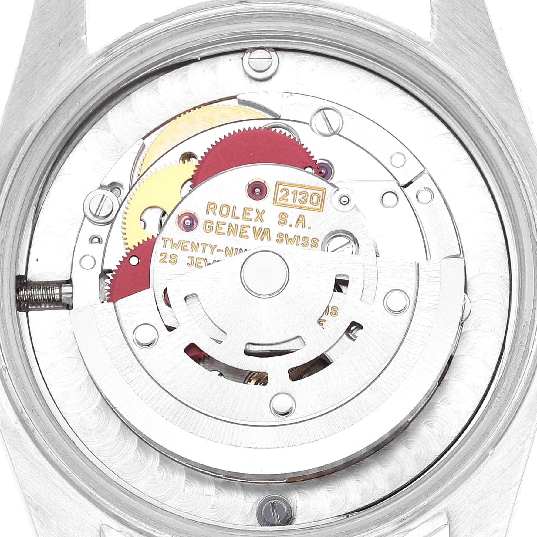 Rolex Oyster Perpetual Midsize Stahl Weißgold Blaues Zifferblatt Damenuhr 67514 im Angebot 5
