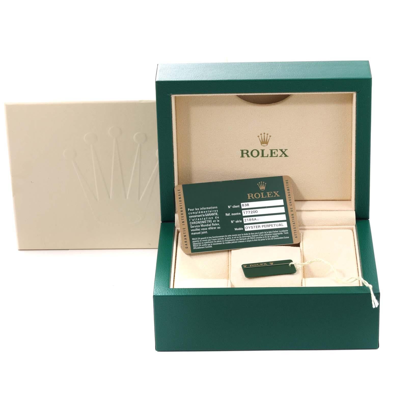 Rolex Oyster Perpetual Midsize White Dial Steel Ladies Watch 177200 Box Card For Sale 5