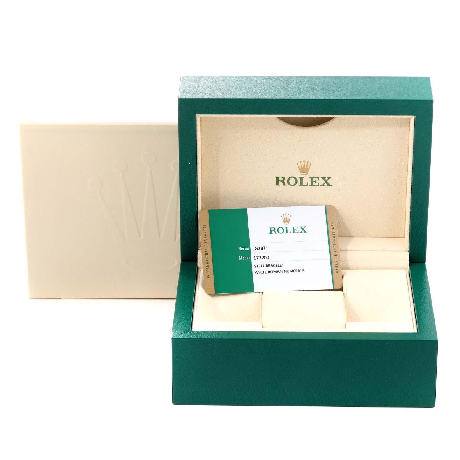 Rolex Oyster Perpetual Midsize White Dial Steel Ladies Watch 177200 Box Card 8