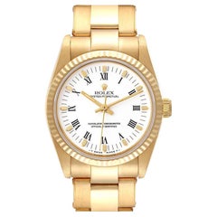 Rolex Oyster Perpetual Midsize White Dial Yellow Gold Ladies Watch 67518