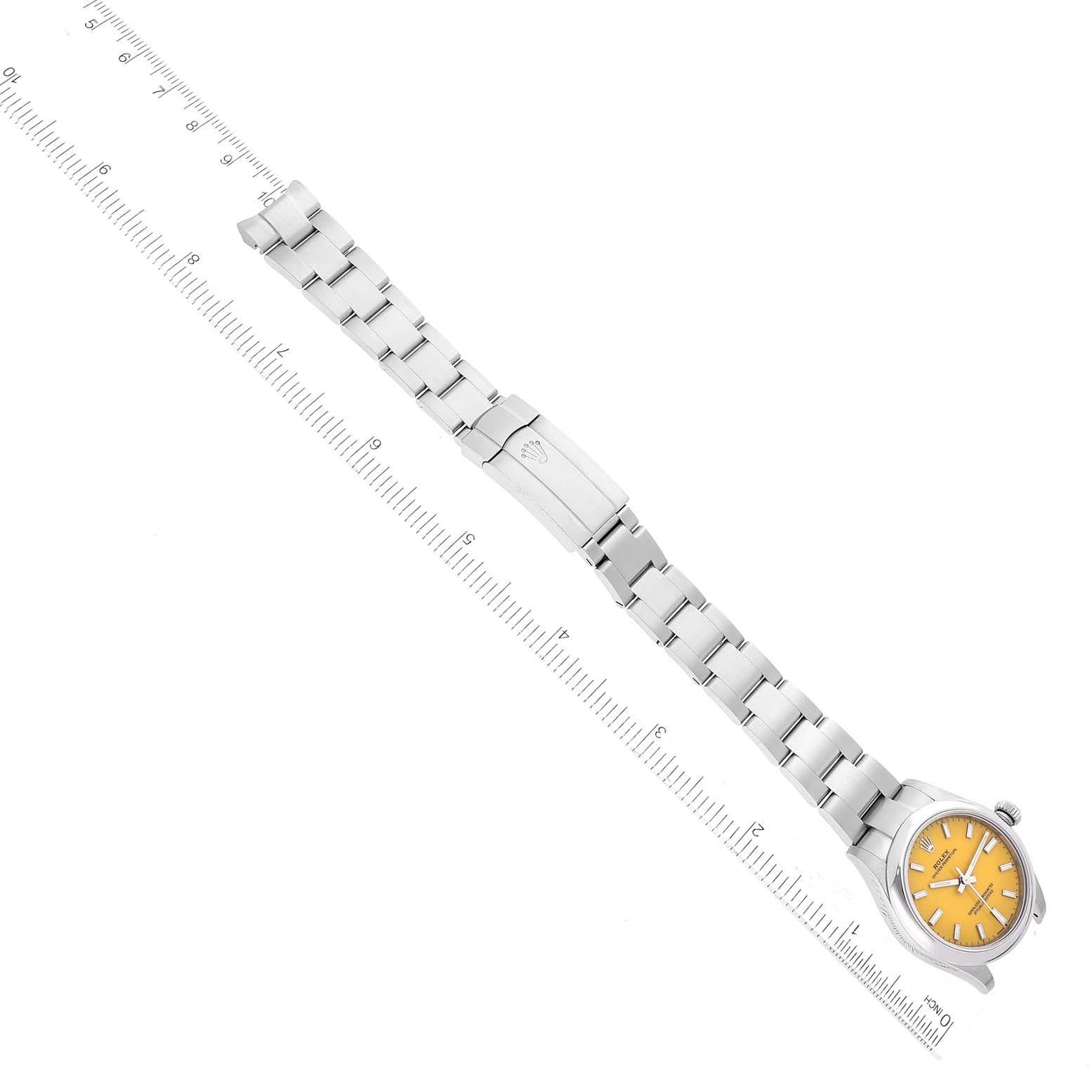 Rolex Oyster Perpetual Midsize Yellow Dial Steel Ladies Watch 277200 Box Card For Sale 6