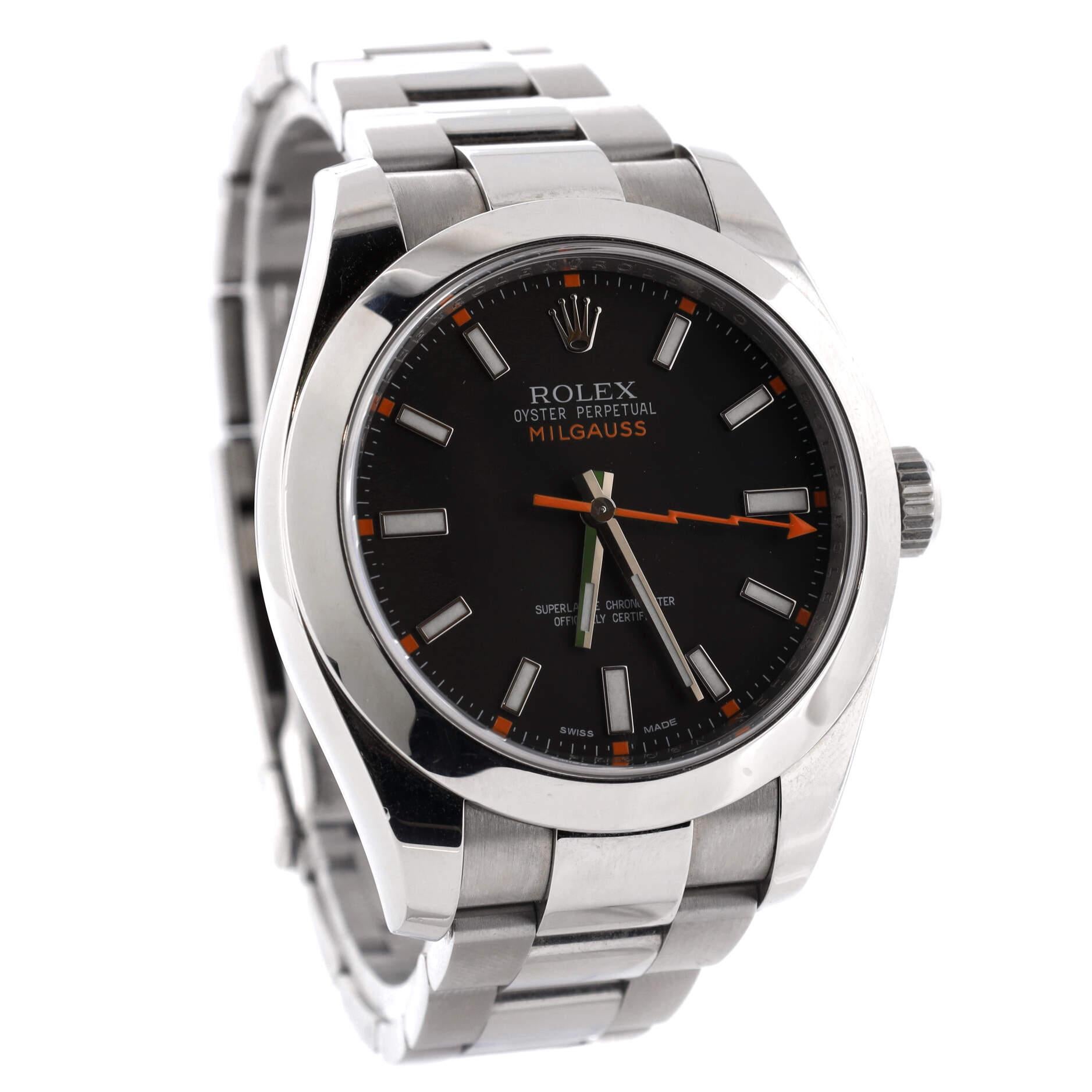 Rolex Oyster Perpetual Milgauss Automatic Watch Stainless Steel 40 In Good Condition In New York, NY
