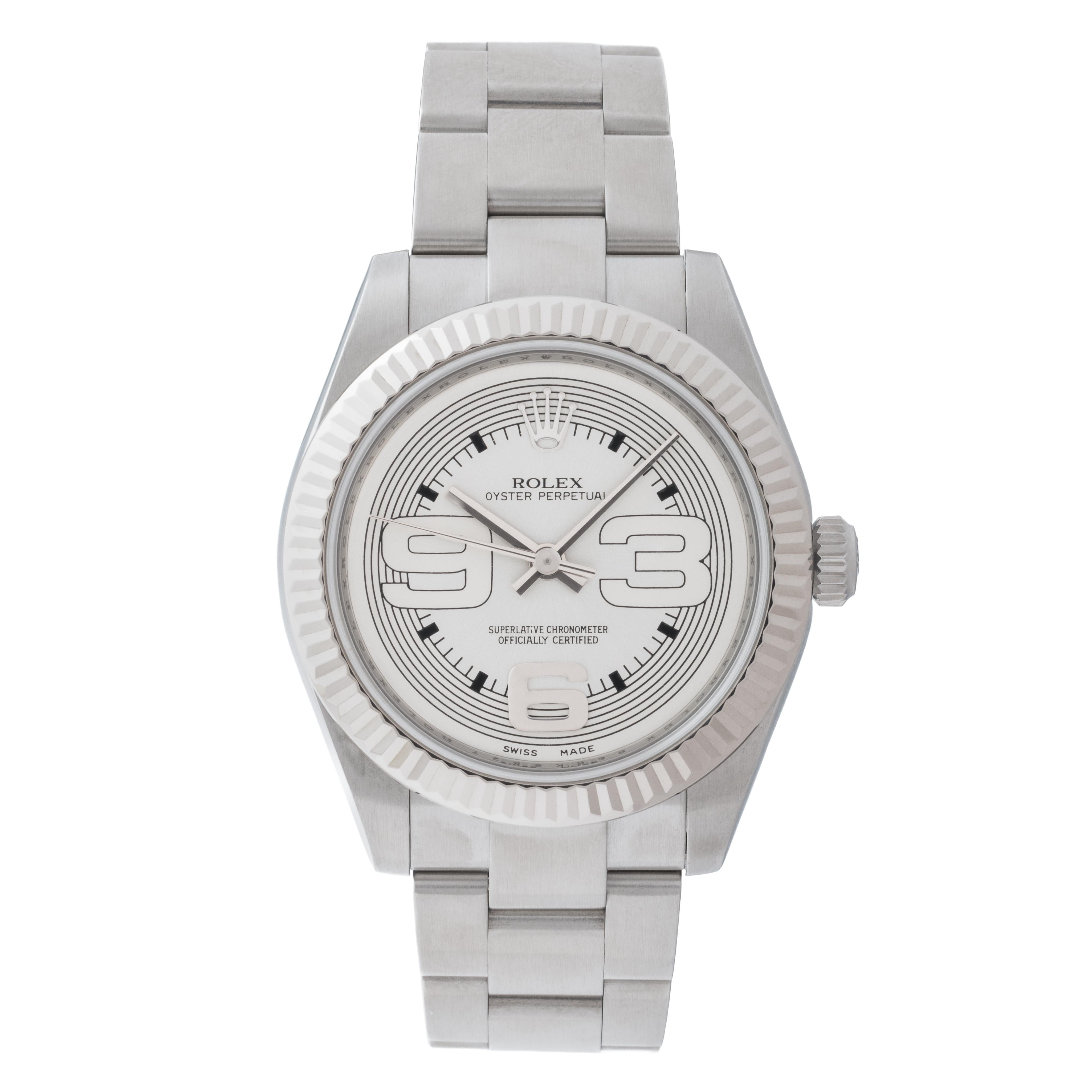 Moderne Rolex Oyster Perpetual Model 179234 Lunette en or blanc 18 carats et acier inoxydable en vente
