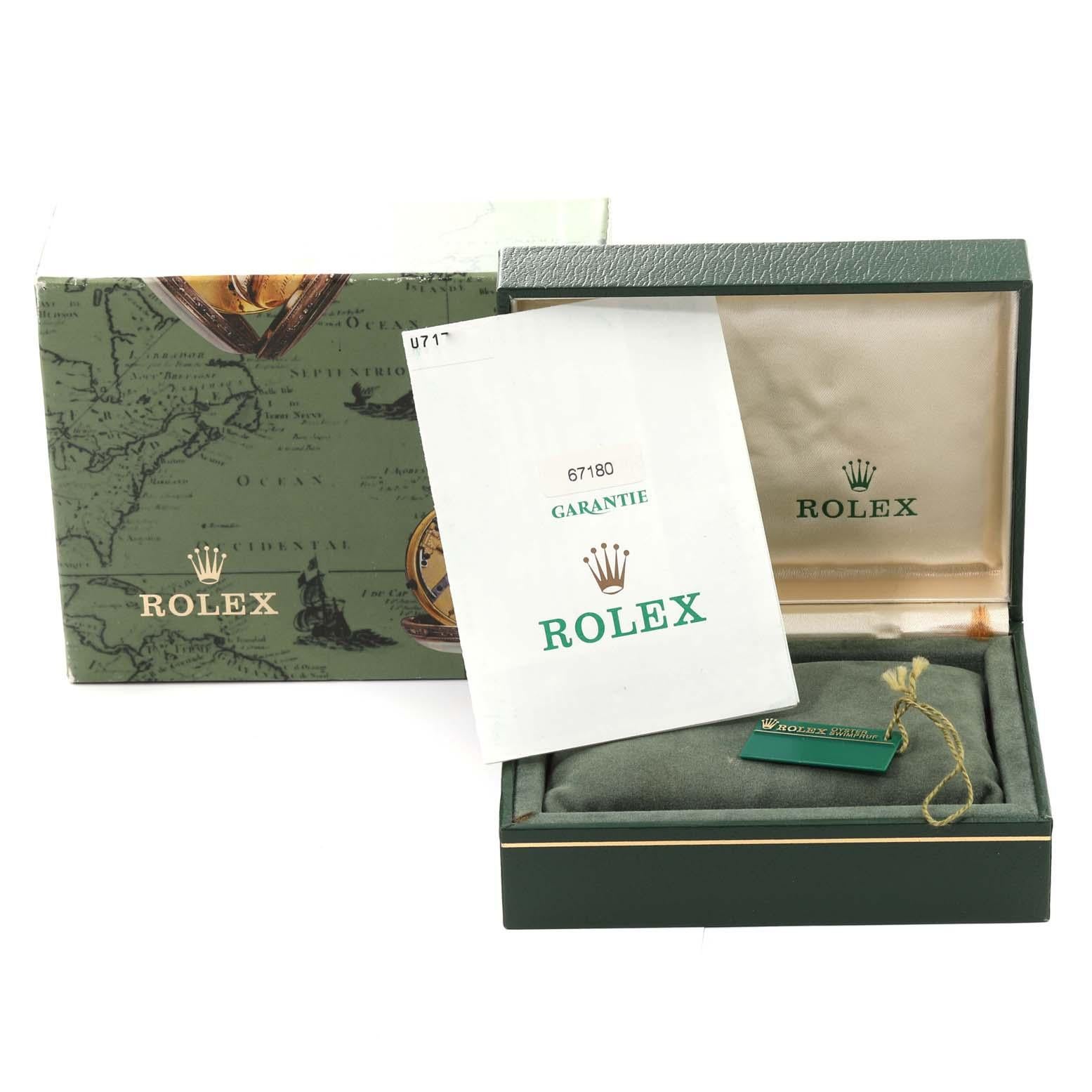 Rolex Oyster Perpetual Non Date Blaues Zifferblatt Stahl Damenuhr 67180 Box Papiere im Angebot 7
