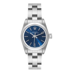 Rolex Oyster Perpetual Non Date Blue Dial Steel Ladies Watch 67180 Box Papers