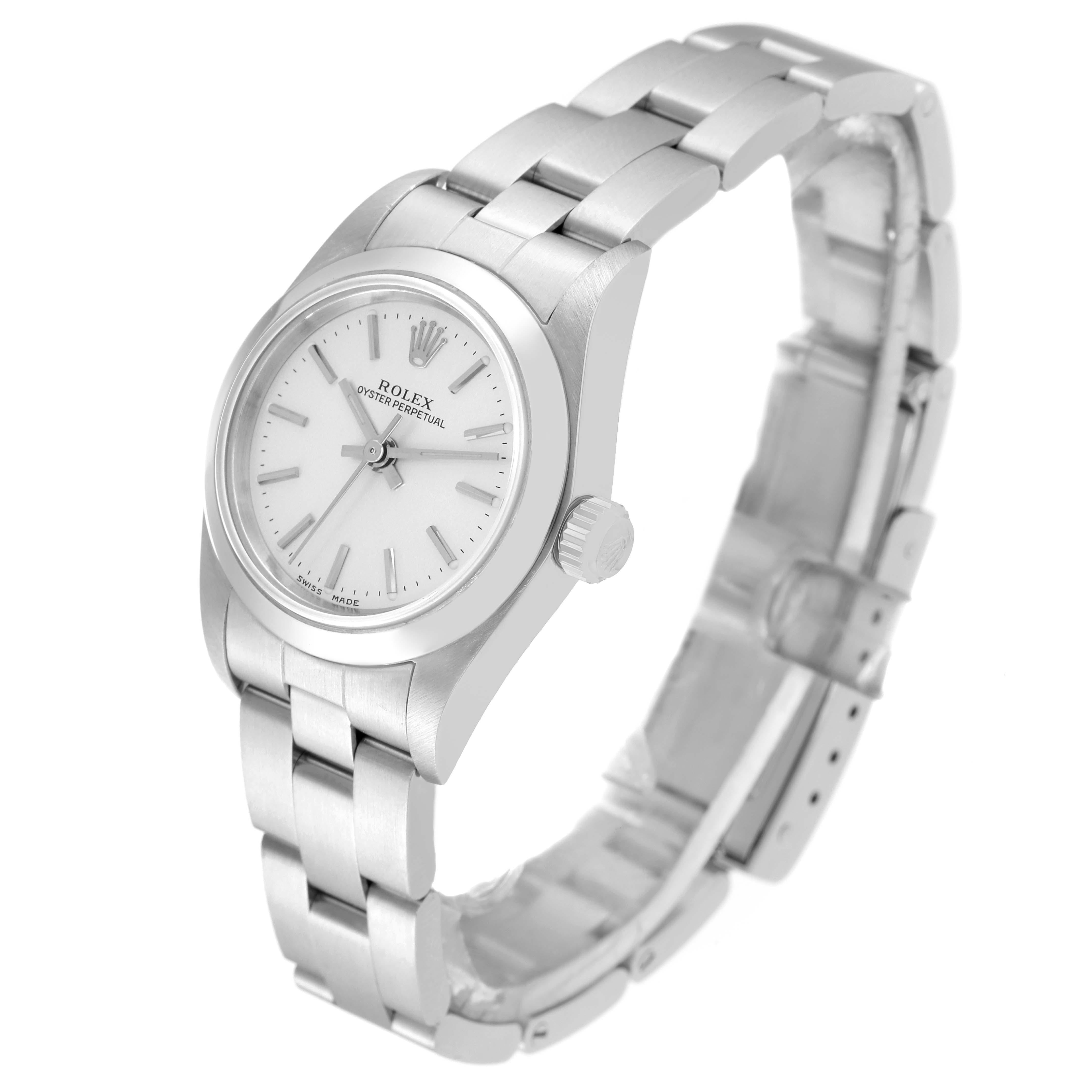 Women's Rolex Oyster Perpetual Non-Date Silver Dial Steel Ladies Watch 76080