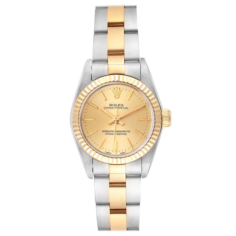 Rolex Oyster Perpetual Non Date Steel Yellow Gold Ladies Watch For Sale At 1stdibs Rolex Oyster Perpetual Non Date Steel Yellow Gold Ladies Watch For Sale At 1stdibs