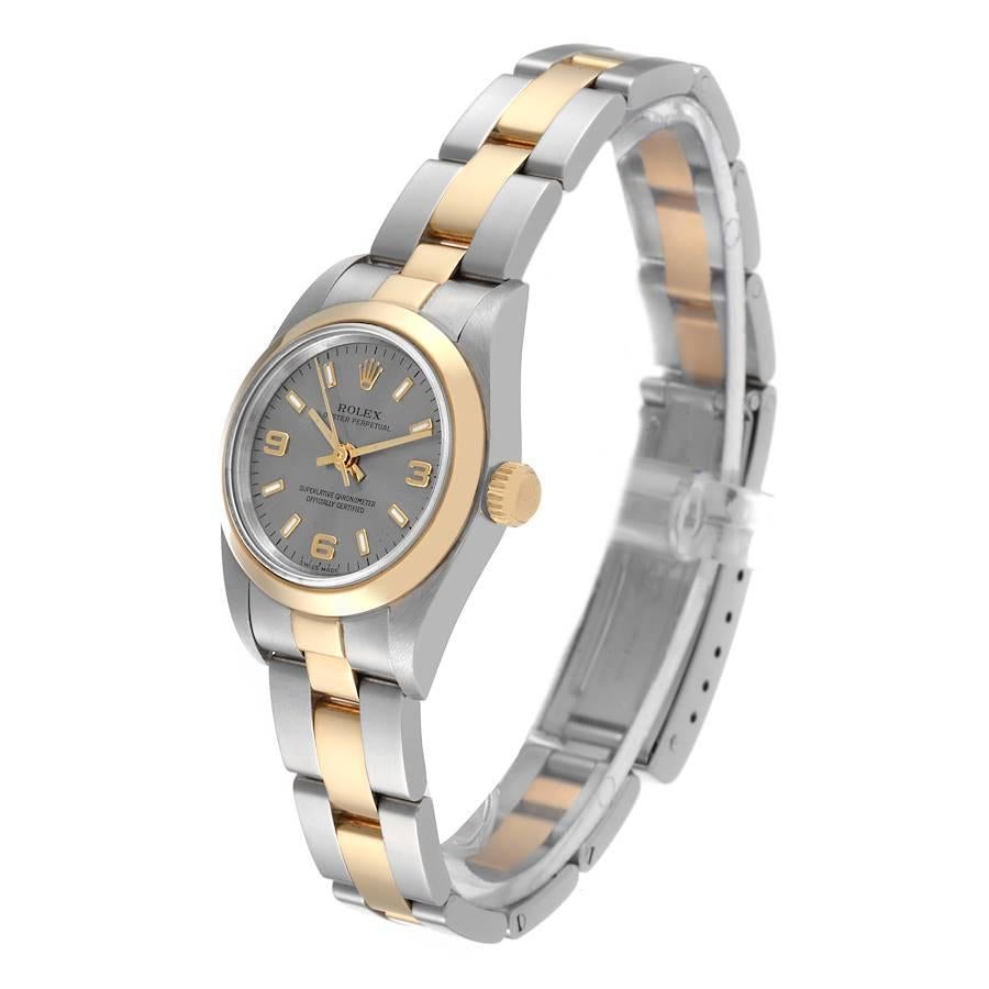 Women's Rolex Oyster Perpetual Non-Date Steel Yellow Gold Ladies Watch 76183 Box Papers