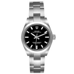 Rolex Oyster Perpetual Nondate Schwarzes Zifferblatt Stahl Damenuhr 276200 Ungetragen