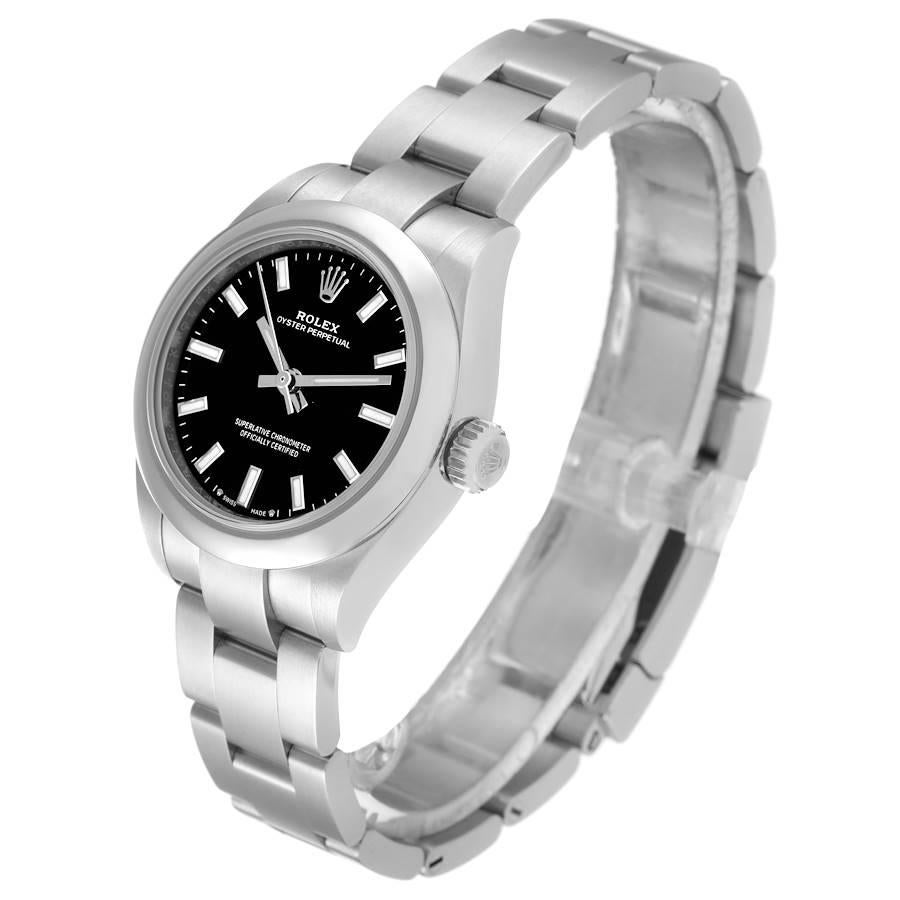 Rolex Oyster Perpetual Nondate Black Dial Steel Ladies Watch 276200 Unworn In Excellent Condition In Atlanta, GA