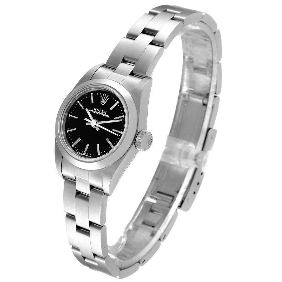Women's Rolex Oyster Perpetual Nondate Black Dial Steel Ladies Watch 67180