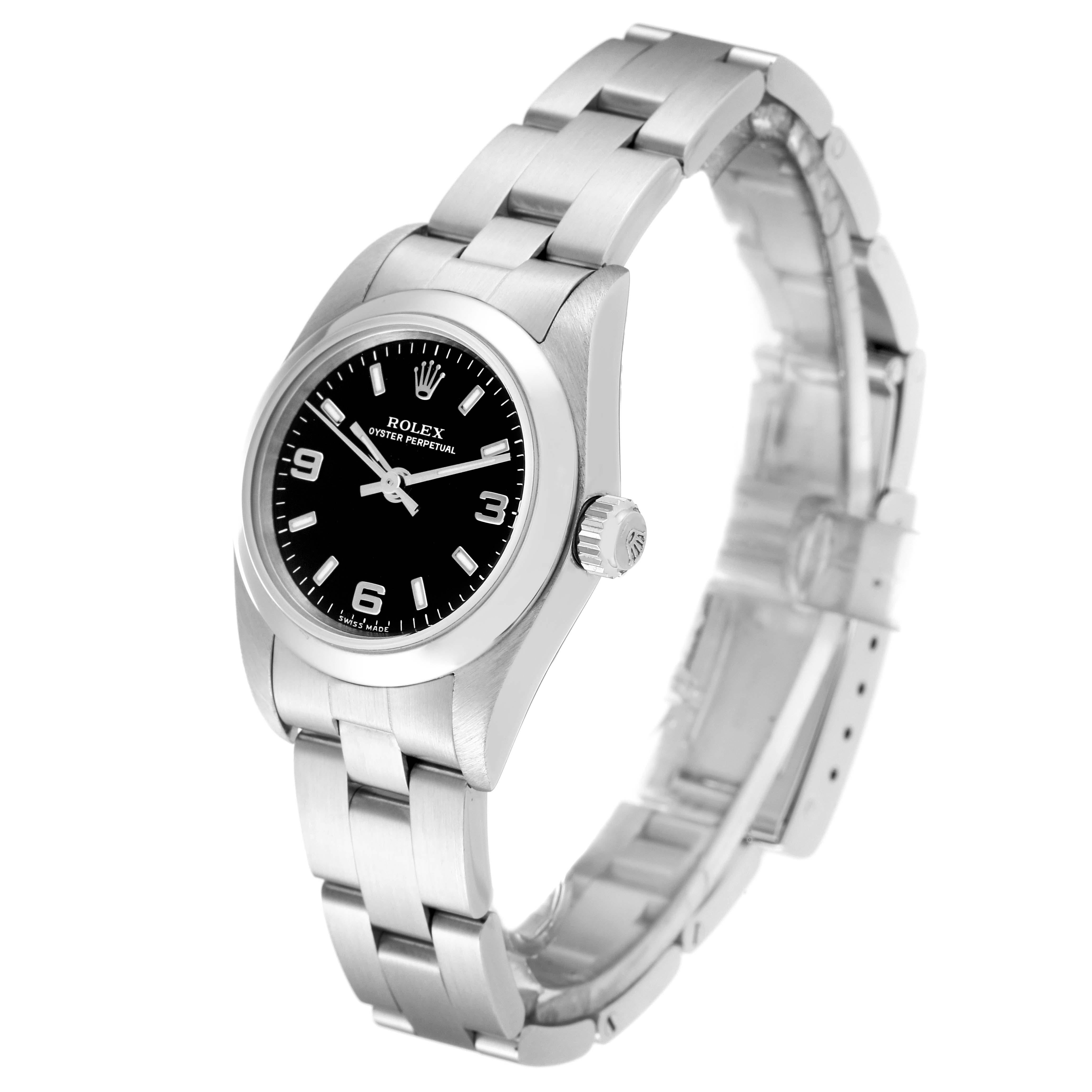 Rolex Oyster Perpetual Nondate Black Dial Steel Ladies Watch 76080 Box Papers 8