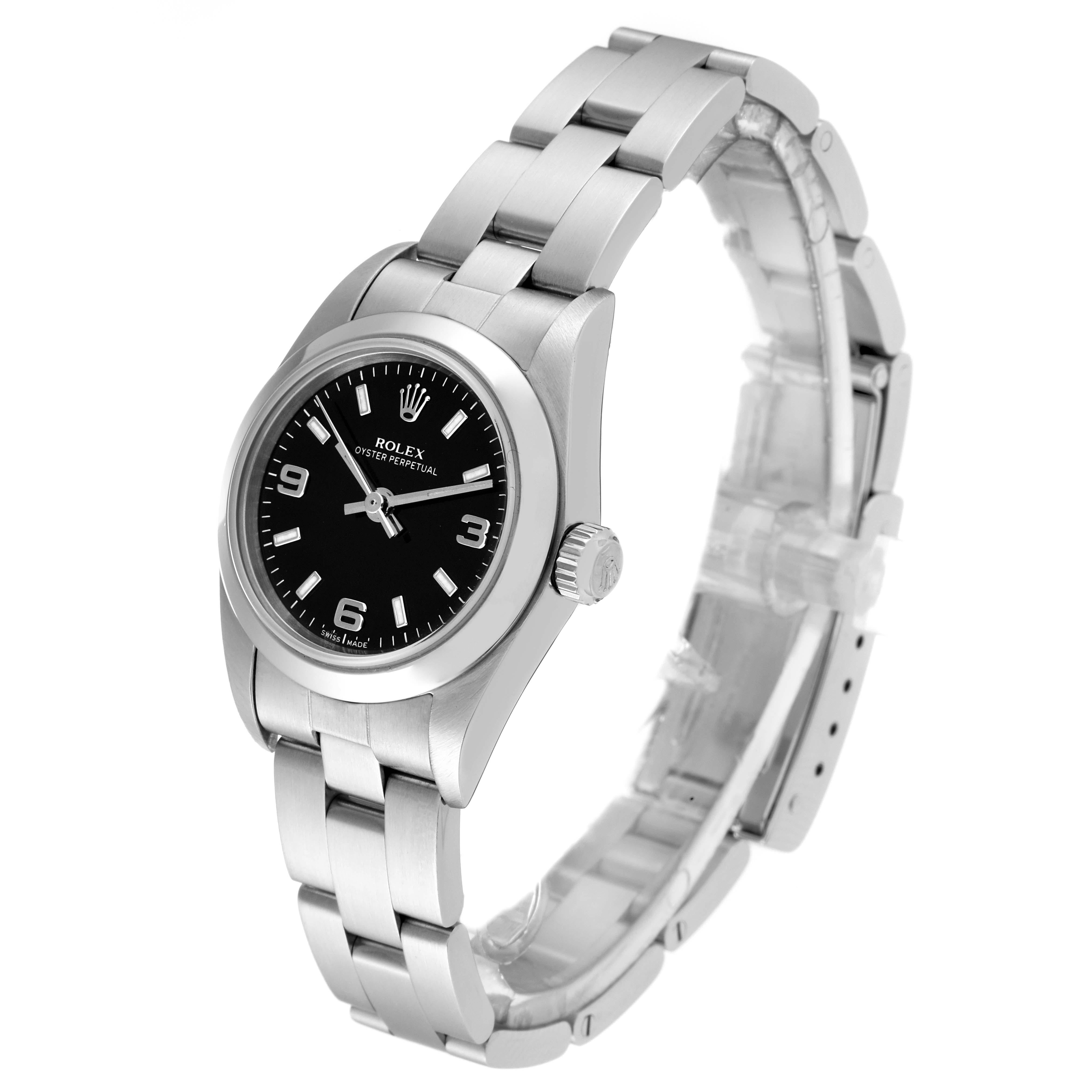 Women's Rolex Oyster Perpetual Nondate Black Dial Steel Ladies Watch 76080