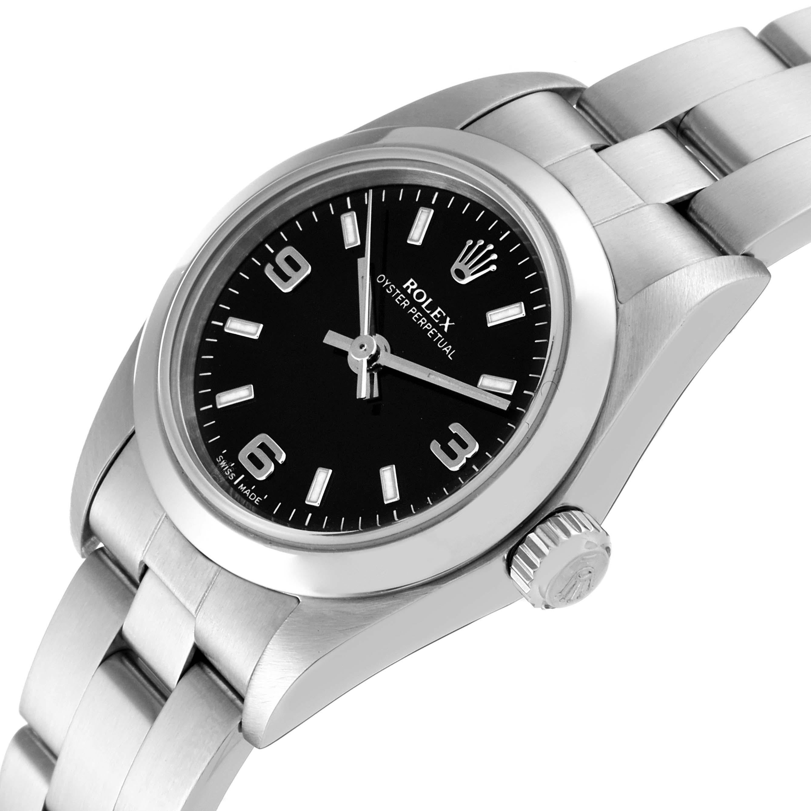 Rolex Oyster Perpetual Nondate Black Dial Steel Ladies Watch 76080 1